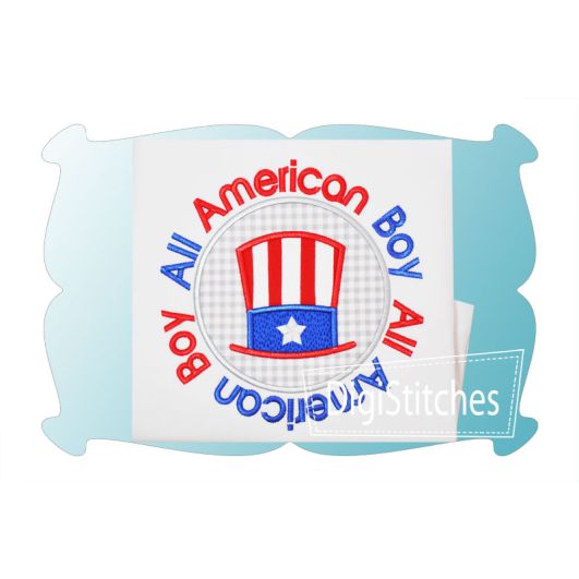 All American Boy Circle Patch Applique | Machine Embroidery Designs by JuJu
