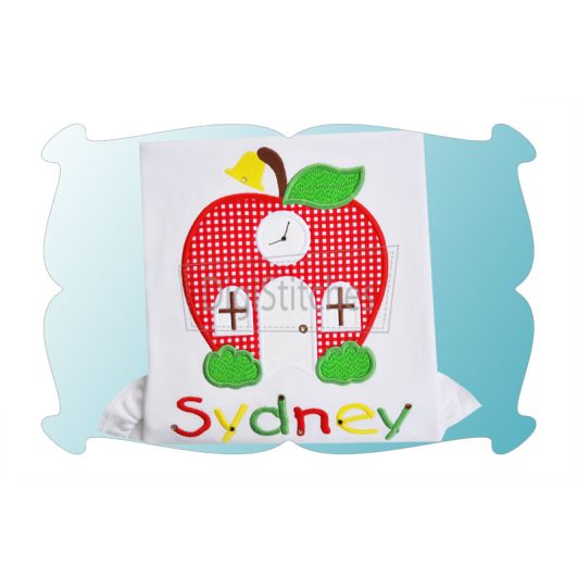 Apple School House Applique | Machine Embroidery Designs by JuJu