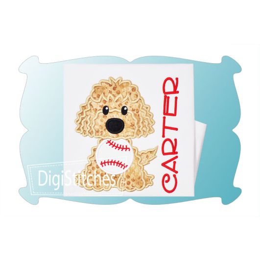 Baseball Dog Boy Applique | Machine Embroidery Designs by JuJu