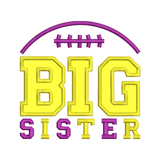 Big Sister Football Applique | Machine Embroidery Designs by JuJu