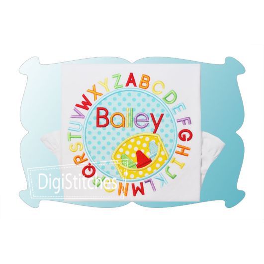 Box of Crayons Alphabet Circle Applique | Machine Embroidery Designs by JuJu