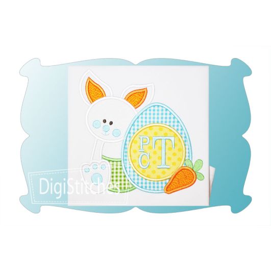 Bunny with Easter Egg Monogram Boy Applique | Machine Embroidery Designs by JuJu