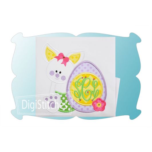 Bunny with Easter Egg Monogram Girl Applique | Machine Embroidery Designs by JuJu