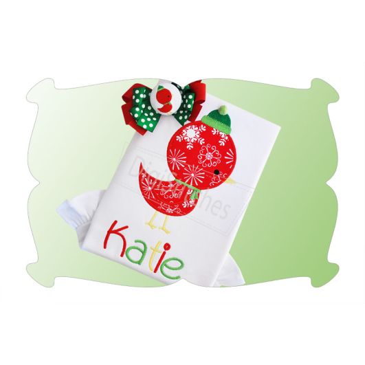 Christmas Bird Applique | Machine Embroidery Designs by JuJu