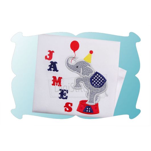 Circus Birthday Elephant Applique | Machine Embroidery Designs by JuJu
