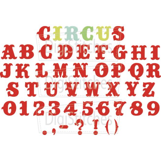 Circus Embroidery Font | Machine Embroidery Designs by JuJu