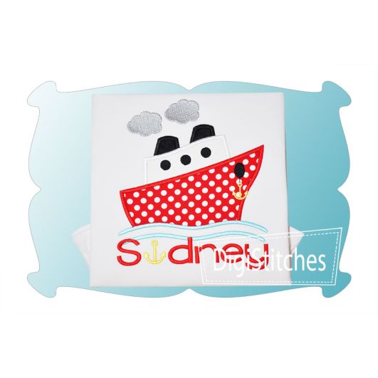 Cruise Ship Applique | Machine Embroidery Designs by JuJu