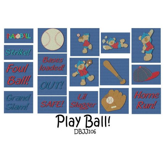 Play Ball! Machine Embroidery Designs by JuJu
