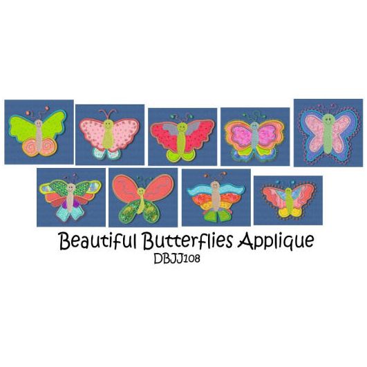 Butterflies Applique Machine Embroidery Designs by JuJu
