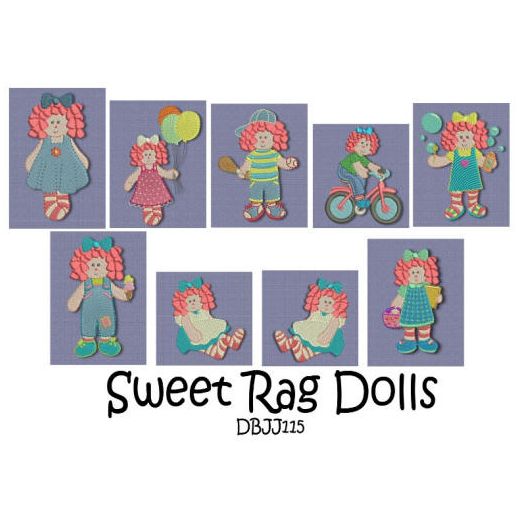 Sweet Rag Dolls Machine Embroidery Designs by JuJu