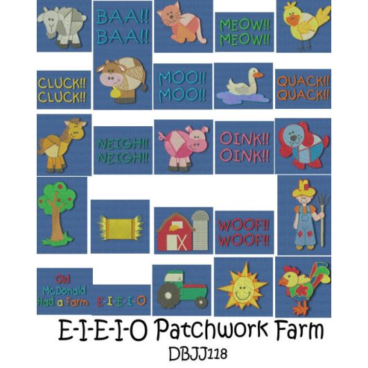 E-I-E-I-O Patchwork Farm Machine Embroidery Designs by JuJu
