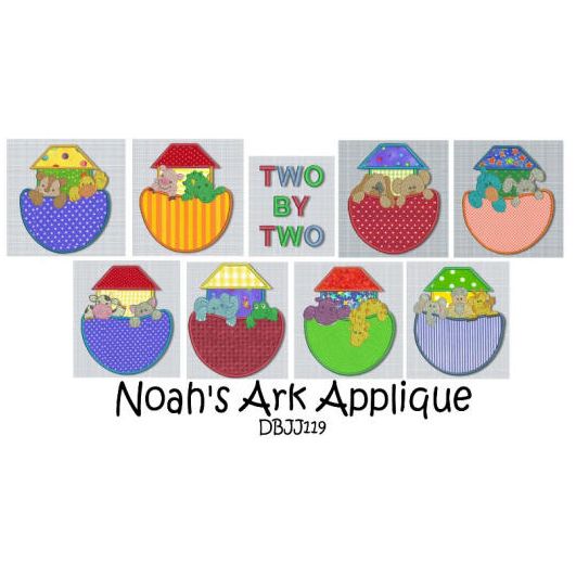 Noah's Ark Applique Machine Embroidery Designs by JuJu 
