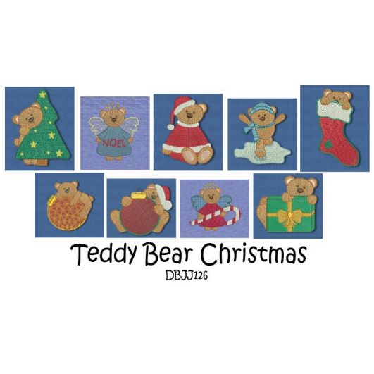 Teddy Bear Christmas Machine Embroidery Designs by JuJu