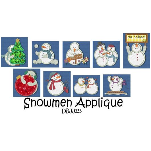 Snowmen Applique Machine Embroidery Designs by JuJu 