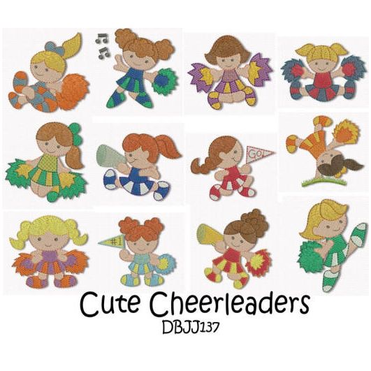 Cute Cheerleaders Machine Embroidery Designs by JuJu