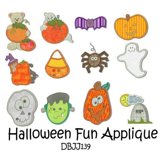 Halloween Fun Applique Machine Embroidery Designs by JuJu 