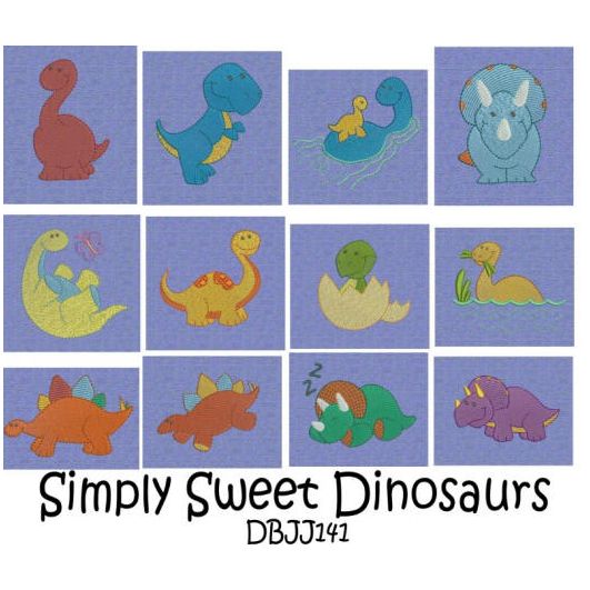 Simply Sweet Dinosaurs Machine Embroidery Designs by JuJu