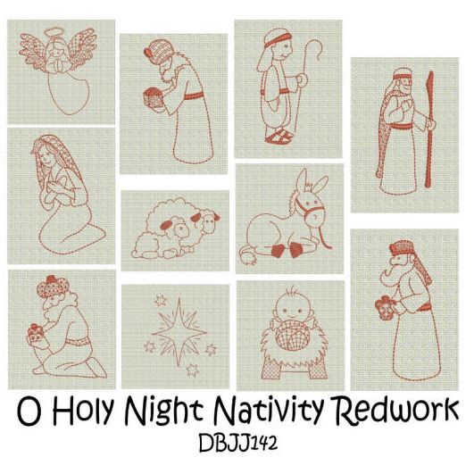 O Holy Night Nativity Redwork O Holy Night Nativity Redwork