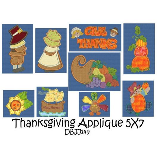 Thanksgiving Applique Machine Embroidery Designs by JuJu  