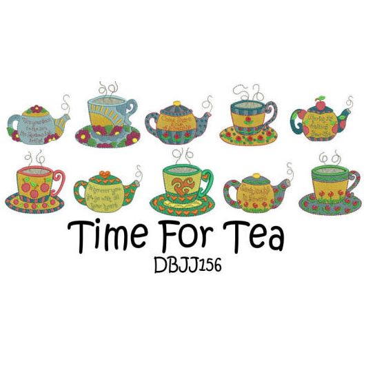 Time for Tea Machine Embroidery Designs by JuJu