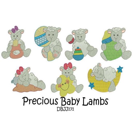 Precious Baby Lambs Machine Embroidery Designs by JuJu