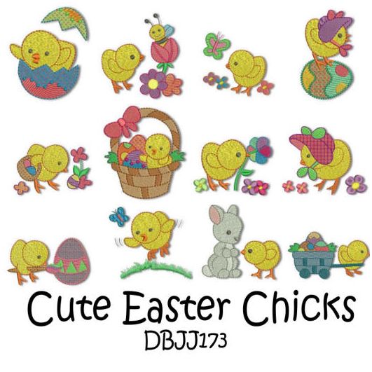 Cute Easter Chicks Machine Embroidery Designs by JuJu