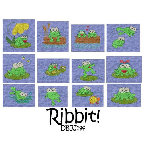Ribbit! Machine Embroidery Designs by JuJu