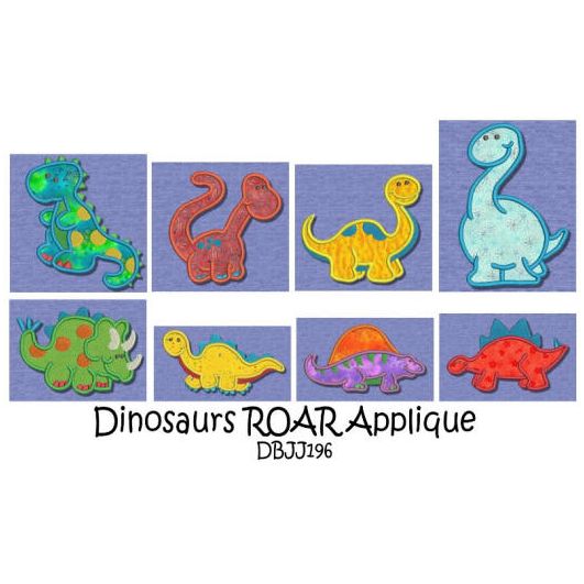Dinosaurs ROAR Applique Machine Embroidery Designs by JuJu 