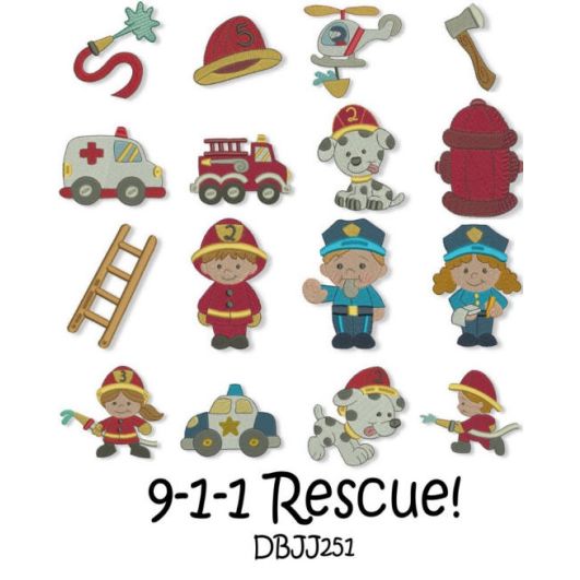 9-1-1 Rescue! Machine Embroidery Designs by JuJu