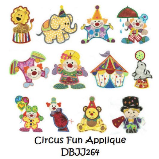 Circus Fun Applique Machine Embroidery Designs by JuJu 