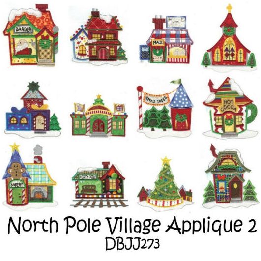 North Pole Village Applique set 2 Machine Embroidery Designs by JuJu 