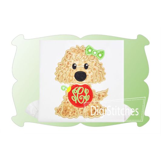 Dog With Christmas Ornament Girl Applique | Machine Embroidery Designs by JuJu