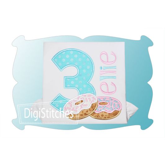 Doughnut Birthday Numbers Applique | Machine Embroidery Designs by JuJu