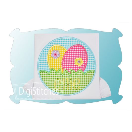 Easter Egg Circle Patch Girl Applique | Machine Embroidery Designs by JuJu