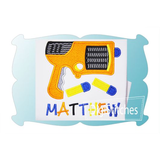 Foam Dart Gun Applique | Machine Embroidery Designs by JuJu