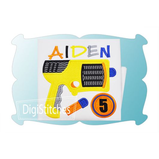 Foam Dart Gun Birthday Numbers Applique | Machine Embroidery Designs by JuJu