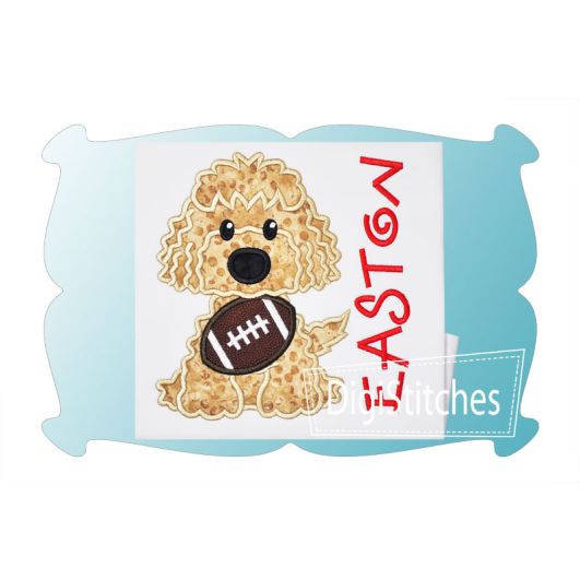 Football Dog Boy Applique | Machine Embroidery Designs by JuJu