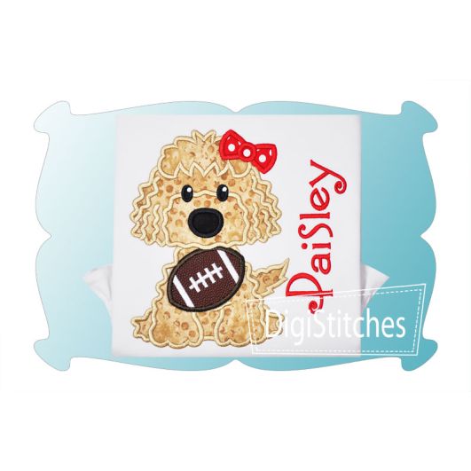Football Dog Girl Applique | Machine Embroidery Designs by JuJu