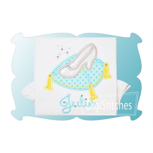 Glass Slipper On Pillow Applique | Machine Embroidery Designs by JuJu