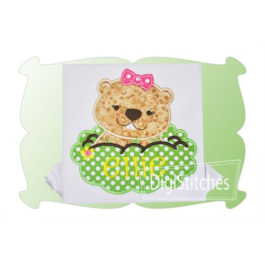Groundhog Girl Applique | Machine Embroidery Designs by JuJu