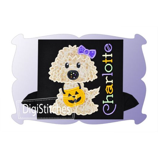 Halloween Dog Girl Applique | Machine Embroidery Designs by JuJu