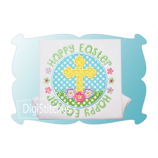 Happy Easter Circle Patch Applique | Machine Embroidery Designs by JuJu
