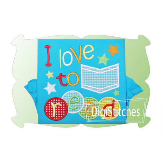 I Love To Read Applique | Machine Embroidery Designs by JuJu