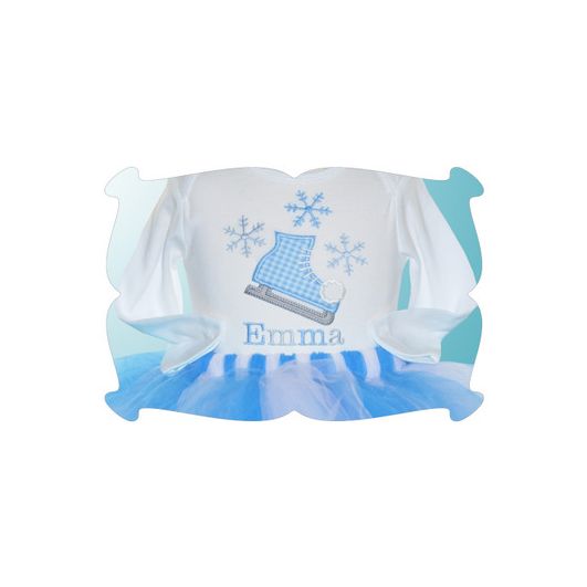 Ice Skate Applique | Machine Embroidery Designs by JuJu