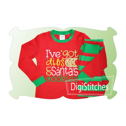 I've Got Dibs On Santas Cookies Applique | Machine Embroidery Designs by JuJu