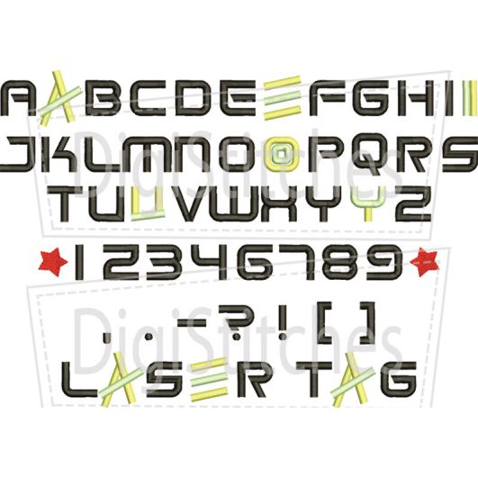 Laser Tag Embroidery Font | Machine Embroidery Designs by JuJu