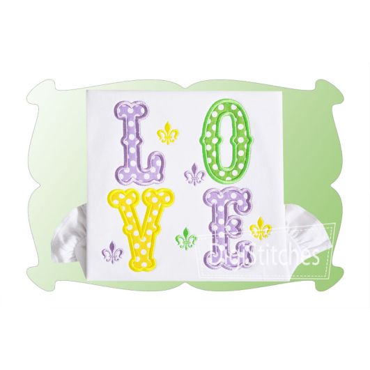 Love Mardis Gras Applique | Machine Embroidery Designs by JuJu