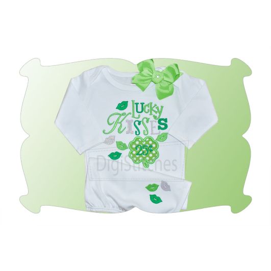 Lucky Kisses 25 Cents Applique | Machine Embroidery Designs by JuJu
