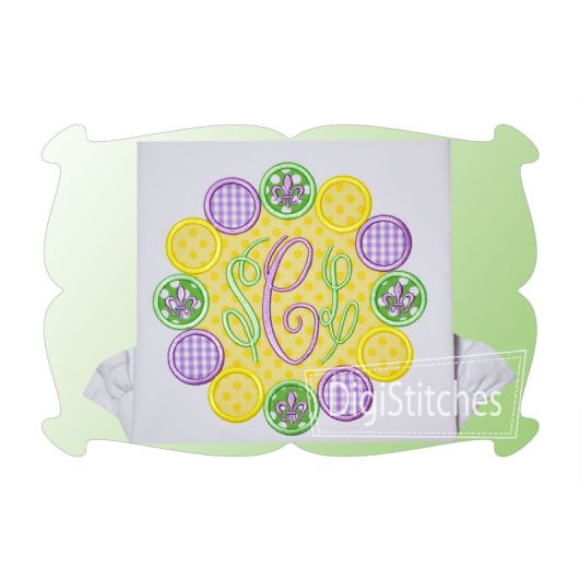 Mardis Gras Chunky Bead Monogram Applique | Machine Embroidery Designs by JuJu