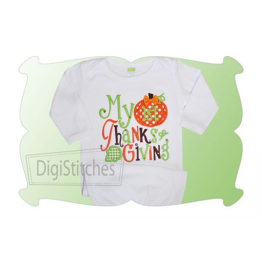 My First Thanksgiving Applique | Machine Embroidery Designs by JuJu
